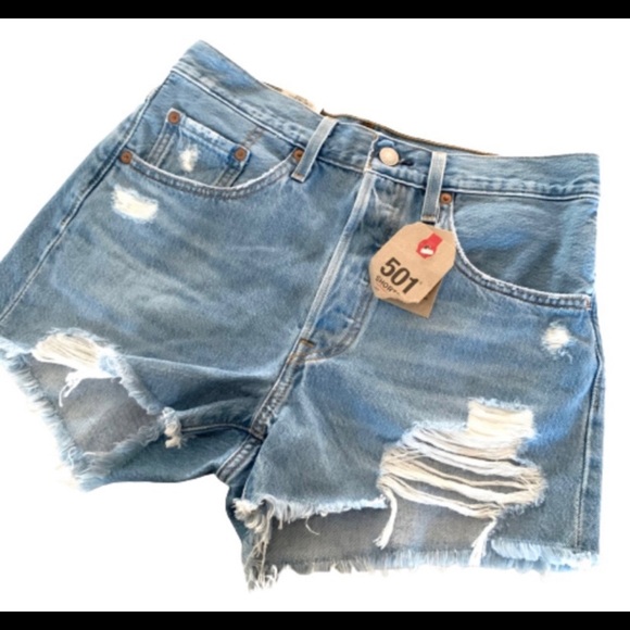 Levi’s 501 Distressed Cut Off High Rise Denim Short W25 NWT - Picture 5 of 9